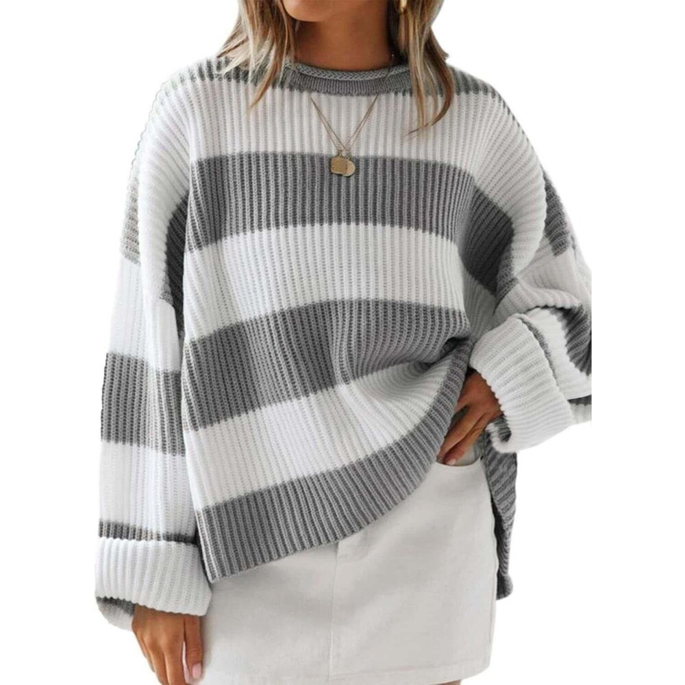 Women's Sweater Pullover Sweater Striped Color Block Loose Oversized Casual Chic